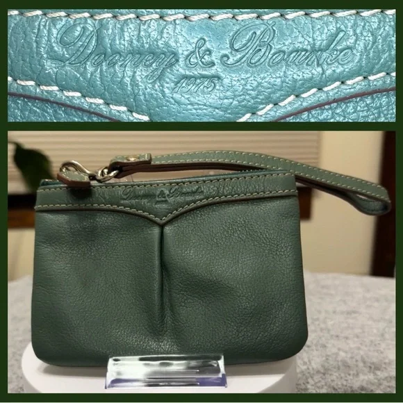 90s Vintage Dooney & Bourke Sage Green Leather Wristlet - Rare Find! - Picture 11 of 13